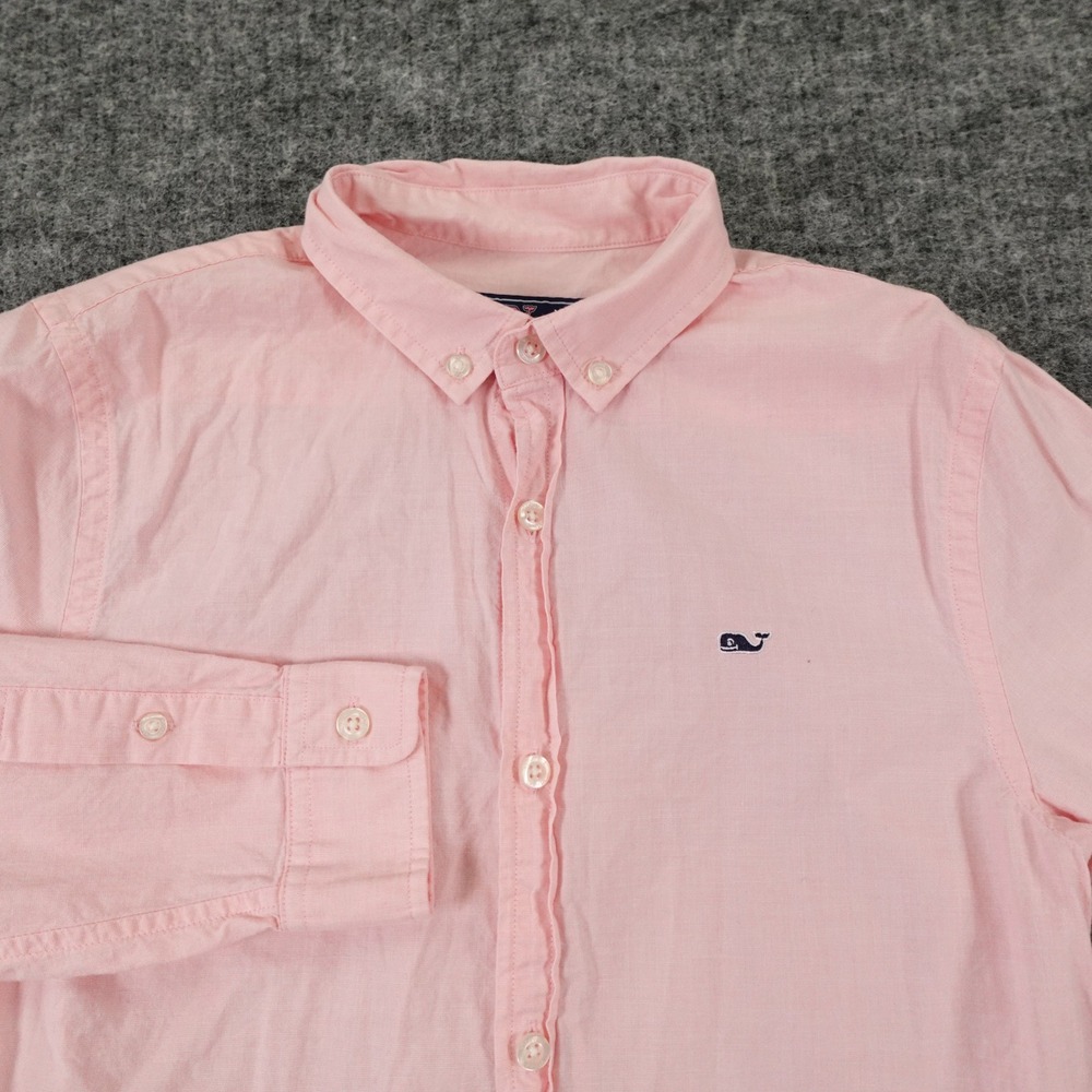 Vineyard Vines Whale‎ Shirt Boys Medium Pink Button Up Long Sleeve 100% Cotton
